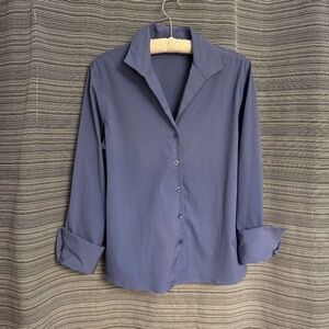 Stephanie Parks Vintage French Blue Button-Down Dress Shirt Size Medium
